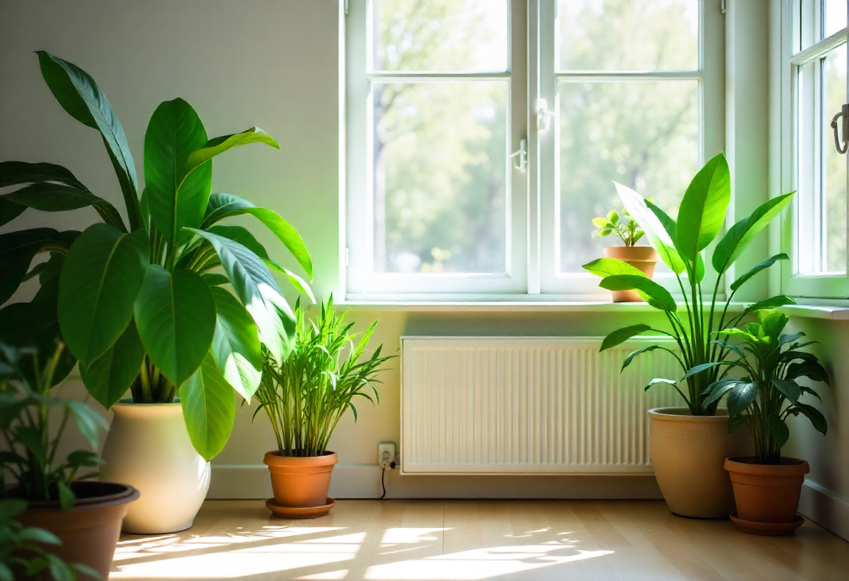 Beautiful indoor plants in a sunlit room